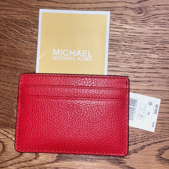 NWT MSRP$58 MICHAEL KORS Jet Set Crimson Card Holder - Picture 2 of 3